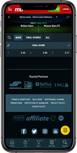 mobile screenshot of the meridianbet sport page 3