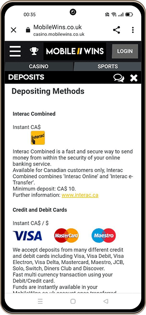 mobilewins deposit methods