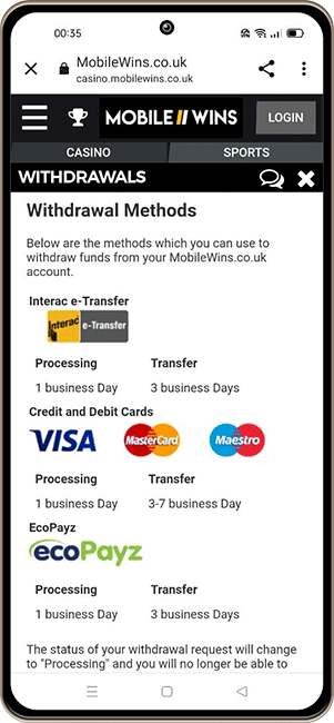 mobilewins withdrawal methods