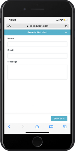 speedybet livechat mobile page
