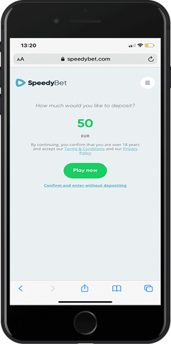 speedybet mobile deposit page