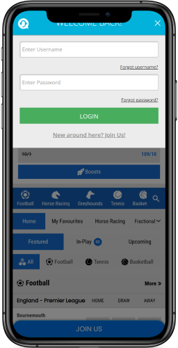 Mobile screenshot of the Mr. Play login page