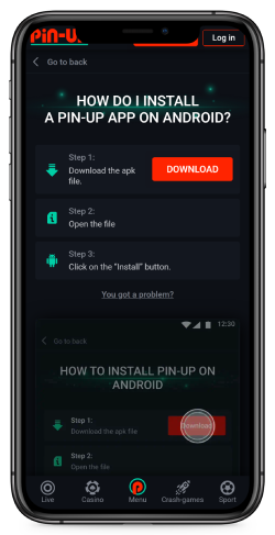 Mobile screenshot of the Pin-Up mobile apps