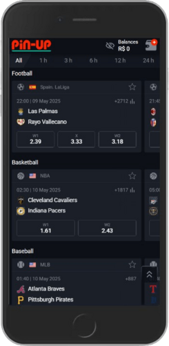 Mobile screenshot of the Pin-Up football info