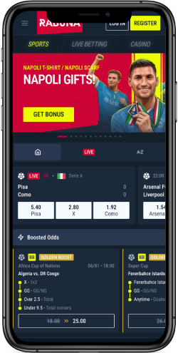 Mobile screenshot of the Rabona sport page