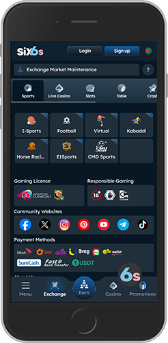 Mobile screenshot of the Six6s sport page
