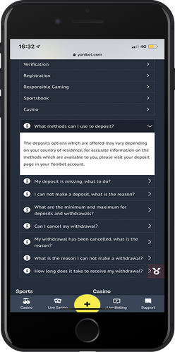 yonibet faq page