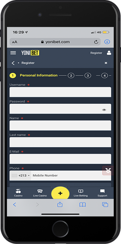 yonibet fill the fields for registration