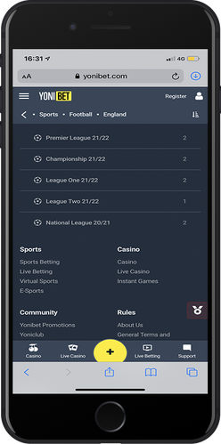 yonibet sports betting leagues page