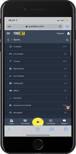 yonibet sports betting page