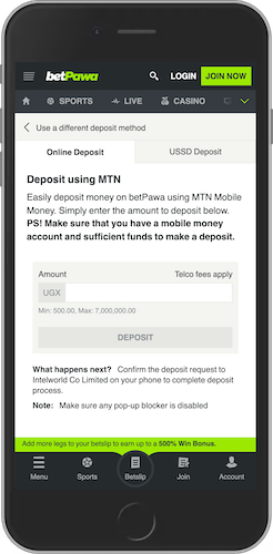Mobile screenshot of betPawa payments page 2