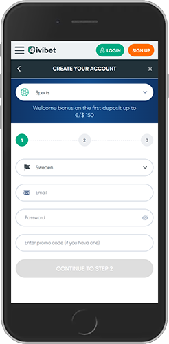 Mobile screenshot of the Ivibet login page 1