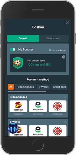 Mobile screenshot of the Ivibet payments page 1