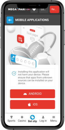Screenshot of the Megapari app