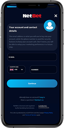 Mobile screenshot of the NetBet login page