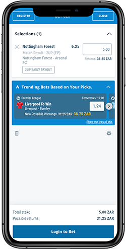 Mobile screenshot of the Sportingbet sport page 3