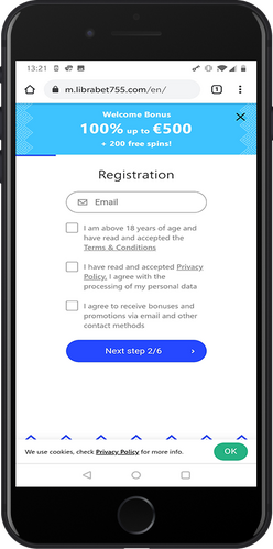Librabet registration 1th step