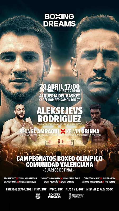 A poster with a fight Aleksejevs vs Rodriguez