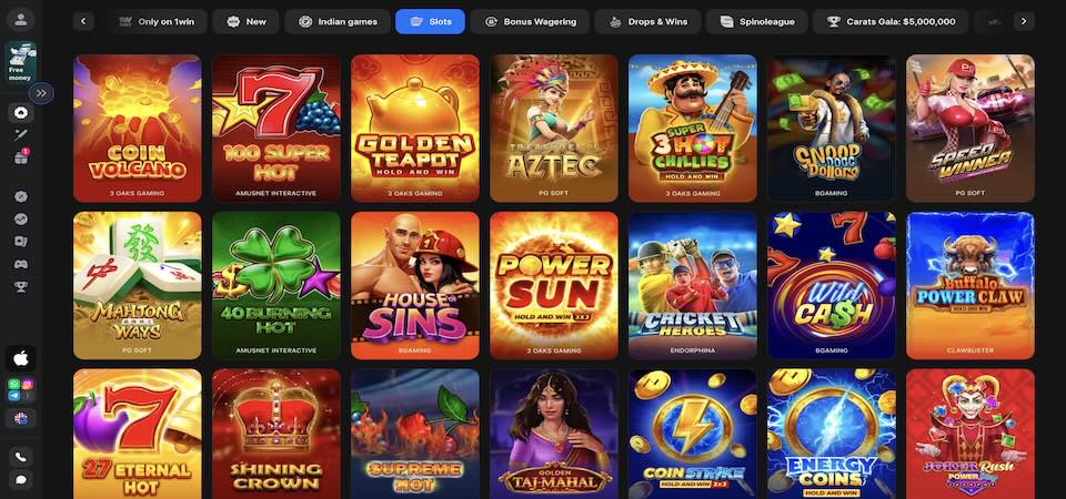 Screenshot of the 1win slots