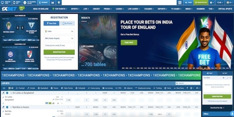 Mobile screenshot of 1xbet main page 