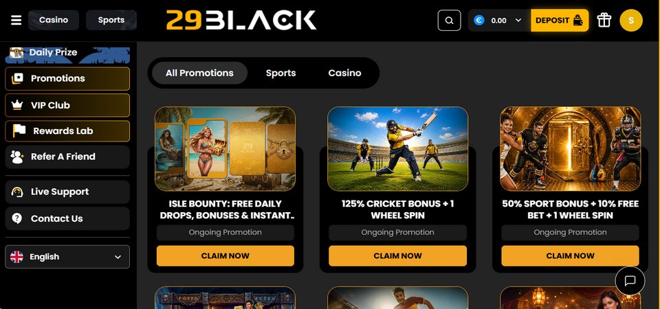 Screenshot of the 29black promo page