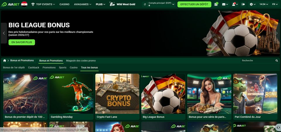 Screenshot of the Avabet promo page