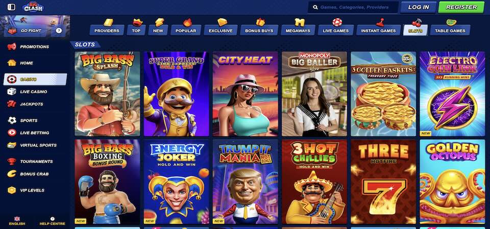 Screenshot of the BigClash casino page
