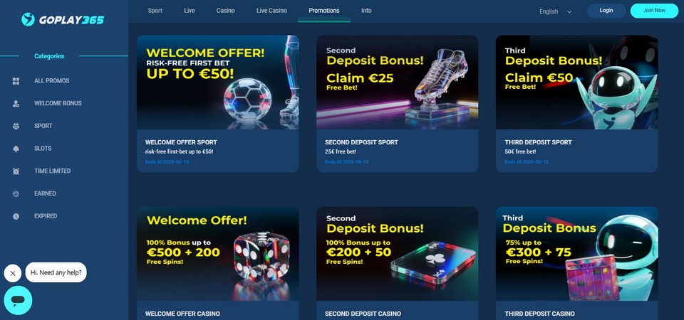 Screenshot of the GoPlay365 promo page