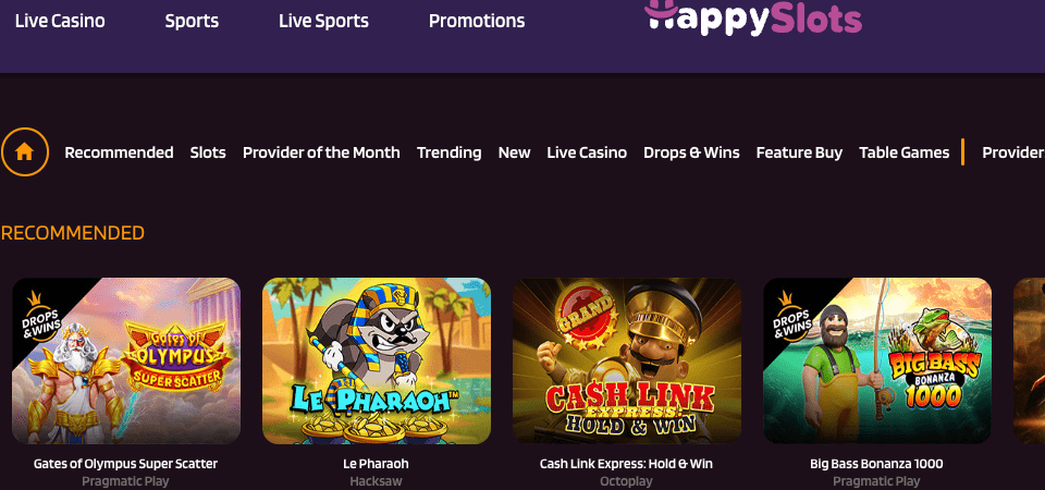 Happyslots casino page