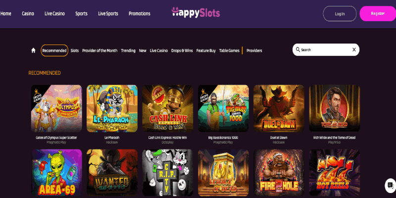 Happyslots casino page