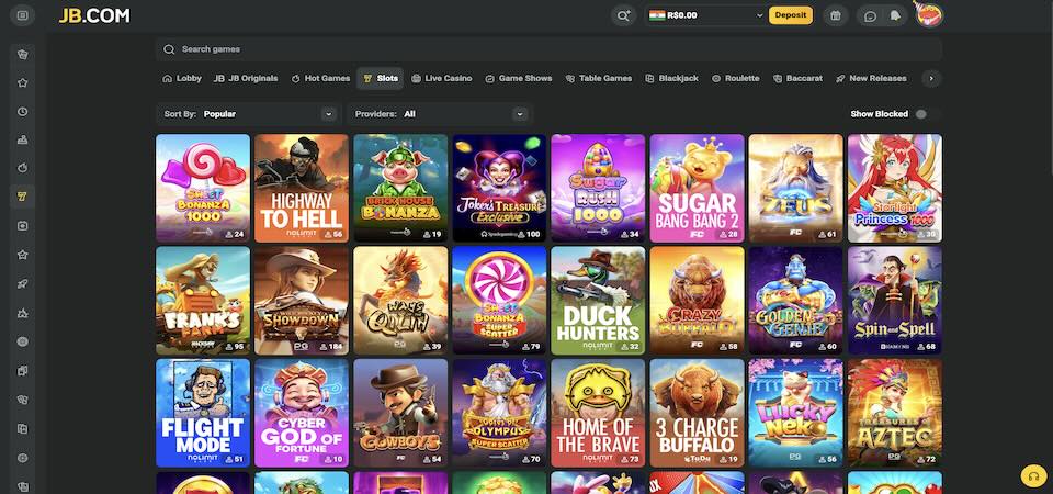 Screenshot of the JB casino page