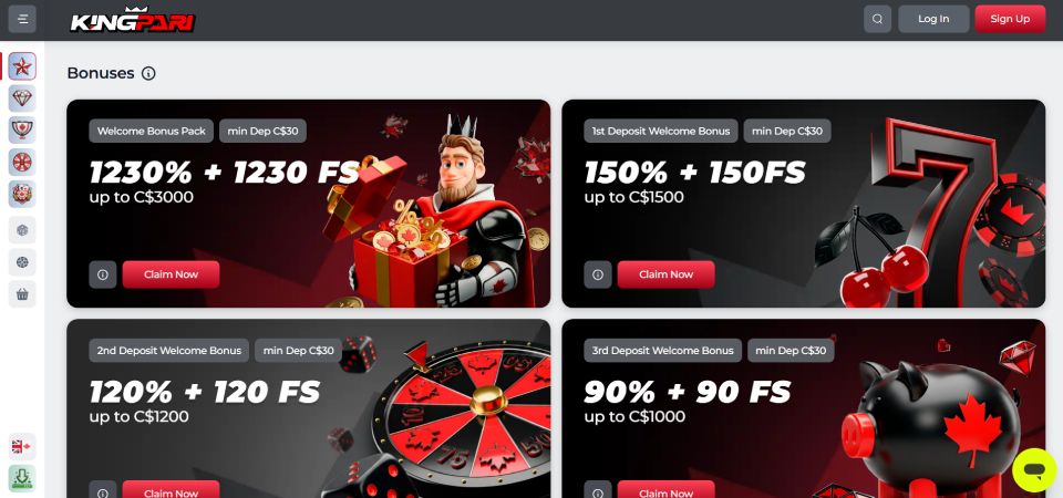 screenshot of kingpari promo page