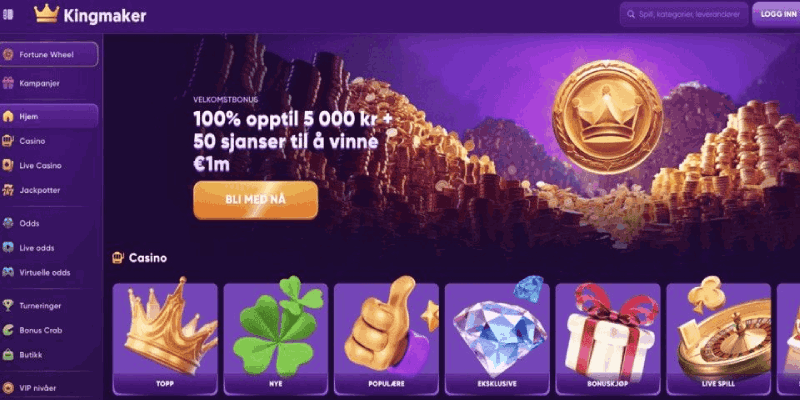 Screenshot of Kingmaker casino page