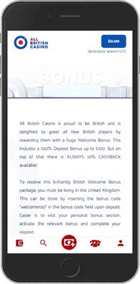 Mobile screenshot of the All British Sports promo page