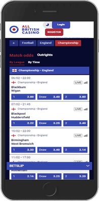 Mobile screenshot of the All British Sports sport page