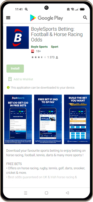 Mobile screenshot of the BoyleSports Android
