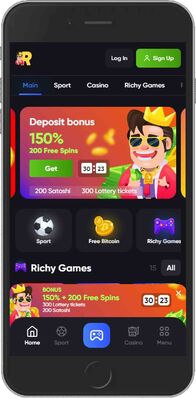 Richy mobile app - homepage