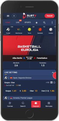 Slotv mobile app - sports page