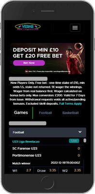 Vegas Mobile Sport mobile app - sports page