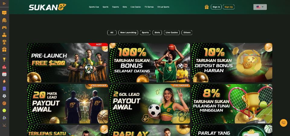 Screenshot of the Sukan8 promo page