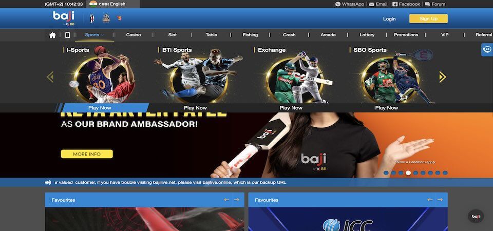 Screenshot of the baji.live sport page