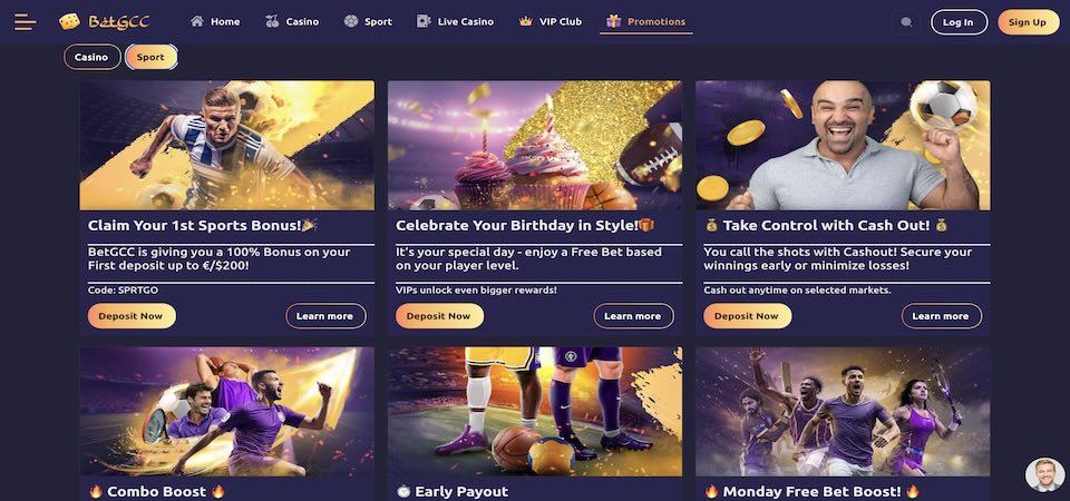 Screenshot of the BetGCC promo page