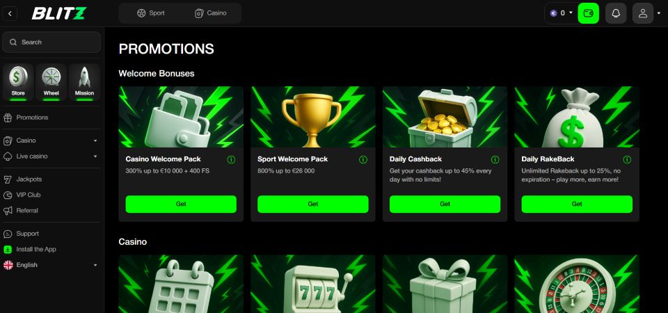 screenshot of blitz.bet promo page