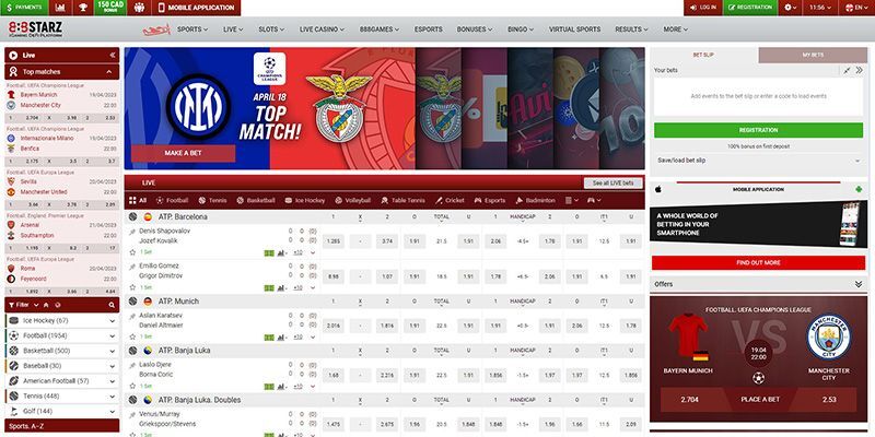 Bookmaker 888starz screenshot