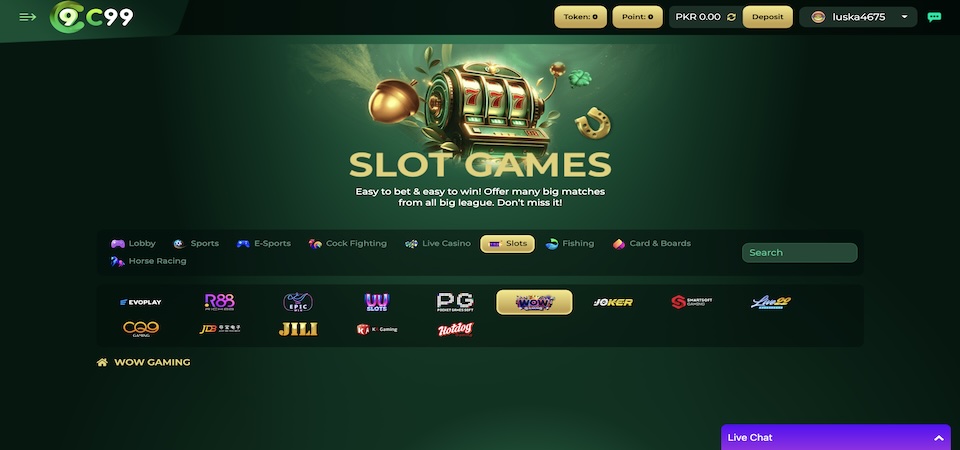 Screenshot of the C99games casino page