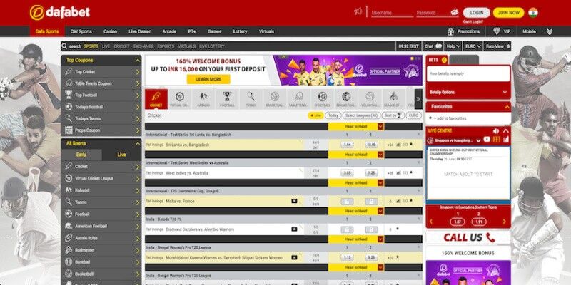 Mobile screenshot of Dafabet sports page