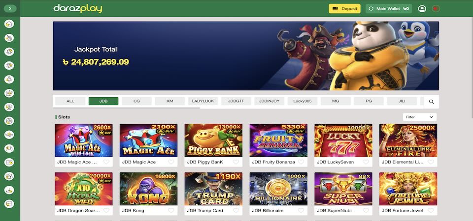 Screenshot of the DarazPlay casino page
