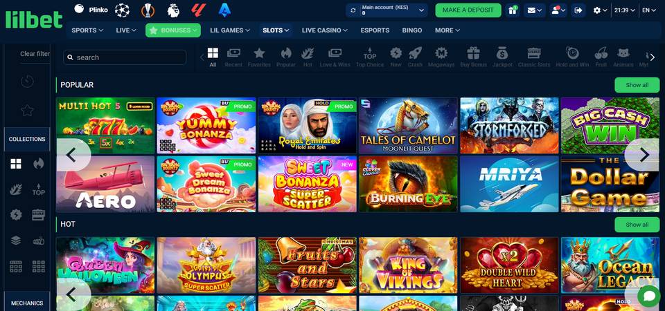The screenshot of Lilbet casino page
