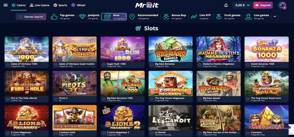 Screenshot of the MrBit casino page