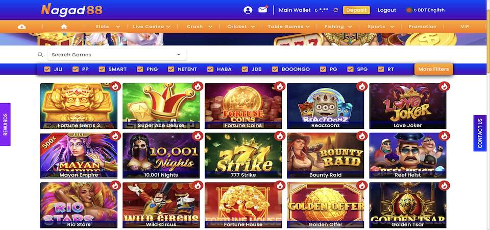 Screenshot of the Nagad88 casino page